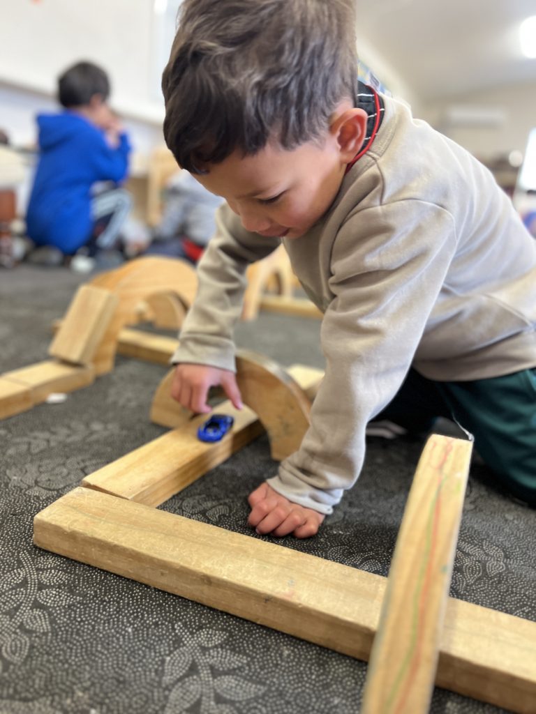 Boy playing with blocks